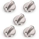5 Pack WB03T10284 - Oven Electric Range Chrome Burner Infinite Knobs Stainless Steel Finish for GE Electric Range Switch Burner Replace # 1373043 AP4346312 AH2321076 EAP2321076 PS2321076