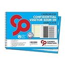 Cherry Carbonless NCR GDPR Compliant Confidential Visitor Sign in Duplicate Wiro Book A4 50 Sets **Pack of 2**