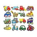 Patchs De Vetement 16Pcs Embroidery Back Adhesive Sticker Cartoon Traffic Ornaments Accessories Clothing Accessories Patches Luggage Decoration Children Clothing Decoration