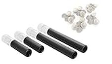 Black Wrap Insulated Laboratory Glass Tube Stems for Distillation, Gas Collection, Condensation, Filtration, Reaction (2 x 70mm Glass Stems, 2 x 110mm Glass Stems, 25 x Chemical Gauzes)