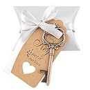 Ubervia® Bronze with Escort Tags Old-Fashioned Keys Bottle Opener, Vintage Keys Heavy-Duty Bottle Opener Card, for Wedding Festival(50pcs+Wedding Candy Box+Ribbon)