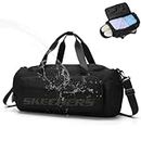 SKECHERS Waterproof Travel Duffel Bag with Shoes Compartment，Large Capacity Crossbody Sports Gym Bags for Men/Women, Lightweight Shoulder Tote Handbag for Weekender Overnight/Fitness/Camping/Workout