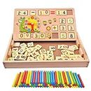 2 in 1 Multi Functional Educational Wooden Digital Computing Learning Blocks Box Set for Kid's