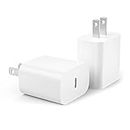 USB C Charger, 2Pack 20W Fast Charger Block, PD USB C iPhone Charger Adapter 20W Charger Cube for iPhone 14/13/13 Mini/13 Pro/13 Pro Max/12, Galaxy, Pixel 4/3, iPad/iPad Mini, and More