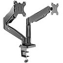 WALI Dual Monitor Stand Arms Mounts, for 2 Monitors, Fully Adjustable Gas Spring Desk Mount Swivel VESA Bracket with C Clamp, Grommet Base for Display Up to 32 Inch,19.8lbs. (GSMP002), Matte Black