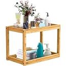 Bamboo 2-Tier Countertop Organizer, Multi-Function Wooden Storage Tray for Bathroom, Kitchen, Bedroom, Dresser; Wood Under-Sink Container, Home Storage Holder Lotion Makeup Cosmetics Perfume Vanity