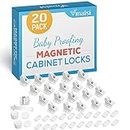 Child Safety Magnetic Cabinet Locks - 20 Pack Children Proof Cupboard Baby Locks Latches with 3M Adhesive for Cabinets & Drawers and Screws Fixed for Durable Protection (Optional) 3 Keys