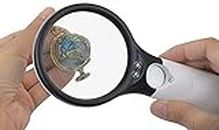 Koyet Magnifier 3 LED Light,Koyet 3X 45X Handheld Magnifier Reading Magnifying Glass Lens Jewelry Loupe White and Black