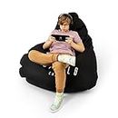 Diablo Gaming Sitzsack XXL Sitzkissen mit Füllung Gaming Sessel Kindersitzsack Beanbag für Kinderzimmer Wohnzimmer EPS Perlen Polyester 110 cm x 100 cm (Schwarz)