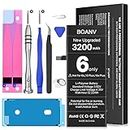 [3200mAh] Battery for iPhone 6,(UPGRADED) BOANV Ultra High Capacity A1549/A1586/A1589 Battery Replacement with Full Set Repair Tool Kits, Adhesive & Instructions