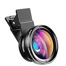 APEXEL Kit di obiettivo universale per fotocamera, 0,45 X grandangolare 140 ° + 12,5 X Macro Lens Clip-on per iPhone 8 7 6 Plus Samsung e la maggior parte degli smartphone Android