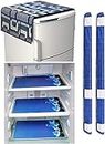 G-Trading Hub Multipurpose Combo of Designer Refrigerator Cover(Blue Box), 2 Handle Cover (Blue Box) and 3 Fridge Mats (Printed Blue) Standard Size; -Set of 6 Pieces