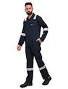 CLUB TWENTY ONE Men's Cotton Coverall for Industrial and Protective Use with Certified Reflective Tape (X-Large, Blue) Boiler Suit