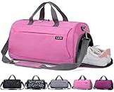 Sports Gym Bag with Shoes Compartment and Wet Pocket, Travel Duffle Bag for Men and Women (Pink)