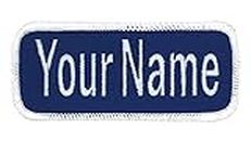 Name Patch Uniform Work Shirt Personalized Embroidered Royal with White Border. Iron on.