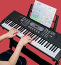 61 Keys Electronic Piano Keyboard Music Lighted LED Electric Holder Stand