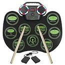 Electronic Drum E-Drum Kit, Bonvvie Portable Roll Up Digital Drum with 9 Pads, MIDI, DTC, Built-in Dual Speakers, Rechargeable 2000 mAh Li-Ion Battery, Ideal for Kids, Students, Beginners, Enthusiasts