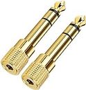 NEXT GEEK Gold Plated 3.5mm Female to 6.5mm Male Headphone Audio Stereo Adapter Plug Converter Jack for Electric Guitar, Amplifier, Piano, Keyboard, etc (Pack of 2)