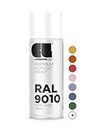 COSMOS LAC Sprühlack weiß, matt - Spraydosen Sprühfarbe DIY Lack Acryllack Spray Farbspray Sprühdose Lackspray Farbe für Kunststoff, Metall, uvm. (RAL 9010 - reinweiß matt)