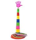 VGRASSP Ring Toss Game Toy for Kids - Mini Quoits Ring Throwing, Stacking Indoor and Outdoor Game Set - 8 Cups with Spring Hand Figure, 8 Multicolor Rings, 1 Base - Color As Per Stock