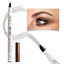 Official Music Flower 4 tips Tattoo Eyebrow Pen Waterproof Fine Sketch Microblading Pencil Smudge-proof Long lasting Natural Brows Looking (Brown)