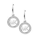 Michael Kors Silver-Tone MK Logo Drop Earrings
