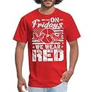 Spreadshirt On Fridays We Wear Red Men's T-Shirt, 4XL, red