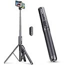 Sensyne 60" Phone Tripod & Selfie Stick, Lightweight All in One Phone Tripod Integrated with Wireless Remote Compatible with All Cell Phones for Selfie/Video Recording/Photo/Live Stream/Vlog（Black）