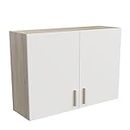 Demeyere Meuble Haut de Cuisine Modulable 2 Portes - Cuisine Complete ‟Origan” – Coloris Blanc Mat & Chêne - 100 x 30 x 70 cm