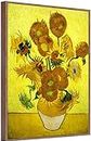 GENTLE DEER Wall Art Frame Canvas Prints of Vase with Fifteen Sunflowers by Vincent Van Gogh Classic Oil Painting Style Reproduction Abstract Artwork Museum Quality for Home Decor