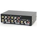 Panlong 4-Way AV Switch RCA Switcher 4 In 1 Out Composite Video L/R Audio Selector Box for DVD STB Game Consoles