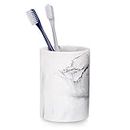 ZCCZ Toothbrush Holder, Marble Look Resin Toothpaste Makeup Brushes Razors Holder Vanity Bathroom Countertop Organizer Accessories Tumbler Stand