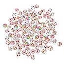 ARTIBETTER 200pcs 15mm Wood Buttons Flower Painted Round 2 Holes Wooden Sewing Buttons Flatback Embellishments Sewing Decorative Buttons for Clothing Accessories Scrapbooking Card Making Handcraft