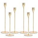 Set of 6 Gold Candlestick Holders Gold Candle Holders for Taper Candles,Decorative Candlestick Holder for Wedding, Dinning, Party,Anniversary