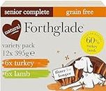 Forthglade Complete Natural Wet Dog Food - Grain Free Variety Pack (12 x 395g) Trays - Turkey & Lamb with Vegetables - Senior Dog Food 7 Years+