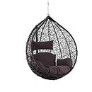 Sapphire Single Seater Heavy Iron Hanging Egg Swing Lounge Chair with Tufted Soft Deep Cushion Backyard Relax for Indoor, Outdoor, Balcony, Deck, Patio, Home & Garden (Black)