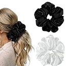 SETTER Mulberry Silk Hair Scrunchies for Fine Curly Hair Sleep, Elastic Silk Hair Care Ponytail Holder No Damage Hair Ties, Soft Scrunchies for Girls