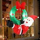 4 FT Hanging Christmas Inflatables Santa, Biupky Christmas Wreaths with Lights for Front Door Inflatable Christmas Yard Decorations Inflatable Santa Claus Outdoor for Yard Garden Porch Indoor Outdoor