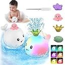 Bath Toys Whale Bath Toy Spray Light Up Whale Automatic Spray Water Bath Bathtub Toys Spray Water Squirt Toy for Toddlers Infants Kids Children Pool Shower Bathroom Toys Spray Water Bath Toy