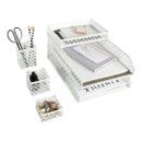Office Supplies White Desk Accessories for Women-6 Piece Interlocking Stylish...