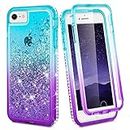 Ruky iPhone 8 Case, iPhone 7 Case, iPhone 6 6s Full Body Case for Girls Women Clear Glitter Liquid Cover with Built-in Screen Protector Protective Phone Case for iPhone 6 6s 7 8 4.7 inches (Aqua)