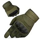FREE SOLDIER Full Finger Outdoor Sports Cycling Biker Gloves Motorcycle Gloves Fingerless Glove for Hiking Climbing Cross Country Working Men's Gloves(L,Green Full Finger)