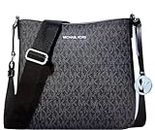 Michael Kors Small Leather Crossbody Bag, Black/Silver