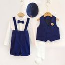 Set abbigliamento bambino abito da sposa gentiluomo festa camice blu con set