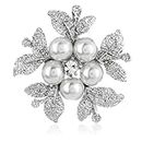 SYGA Brooch 5 Pearl Fashion Crystal Rhinestone Jewellery Pin Vintage Accessories Decoration Clothing Brooches for Women Girl - 5 Pearl Leaf
