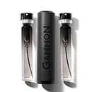 GAMMON Black Notes Parfum Starter Set G (2 x 20 ml), el perfume aromático y afrutado Black Guitar para hombre, aroma Fougère para hombres con 20% de aceite de perfume, incluye juego de aluminio de