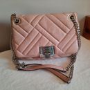 MICHAEL KORS Small Soft Pink Quilted Leather Crossbody Handbag Chain Link Straps