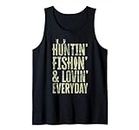Hunting Fishing Loving Every Day Shirt, Fathers Day Camo Camiseta sin Mangas