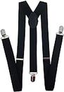 CLOTHERA Adjustable Elastic Y Back Style Suspenders for Men and Women (Black)