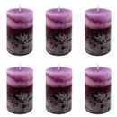 6x Scented Pillar Candle Purple Candles Wild Lavender 5x8cm 22H Home Decor